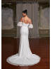 Ivory Shimmering Lace Wedding Dress With Detachable Sleeves Ivory Shimmering Lace Wedding Dress With Detachable Sleeves
